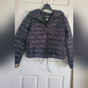 Sweaty Betty Black Quilted Zip Up Jacket with Embroidered Patchaty,size XS